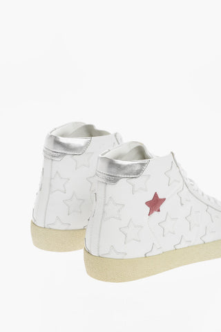 Leather High-Top Sneakers With Star Patches