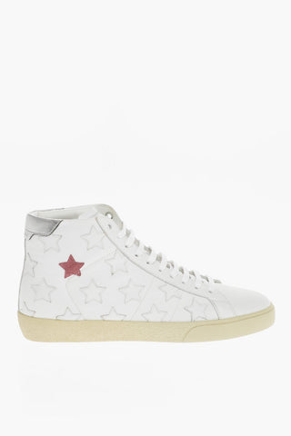 Leather High-Top Sneakers With Star Patches