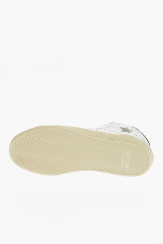 Leather High-Top Sneakers With Star Patches