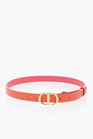Two-Tone Leather Reversible 30 MONTAIGNE Belt with Golden Buckle 20mm