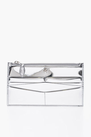 Mirrored Effect Leather Wallet with Zip Closure