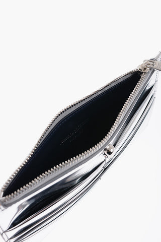 Mirrored Effect Leather Wallet with Zip Closure