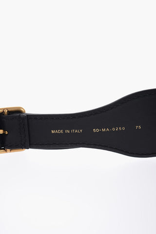Leather and Fabric Waist Belt with Contrasting Logo 65mm
