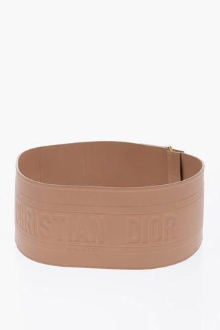 Maxi Cintura da Vita in Pelle con Doppia Fibbia Dorata 100mm