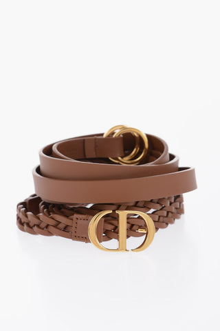 Double Leather Belt with Braided Detail 25mm