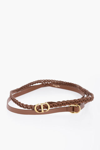 Double Leather Belt with Braided Detail 25mm