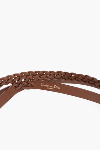 Double Leather Belt with Braided Detail 25mm
