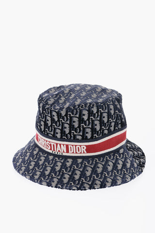 Cappello Bucket in Velour con Logo All-Over