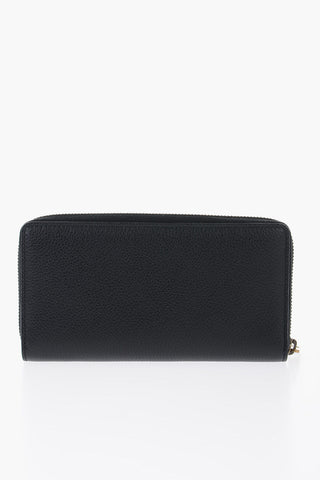 Textured Leather Wallet with Maxi Logo