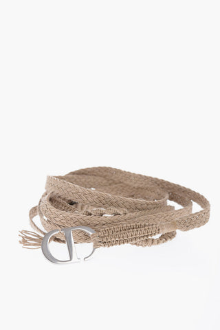 Solid Color Jute Belt with Silver-Tone Buckle 15mm