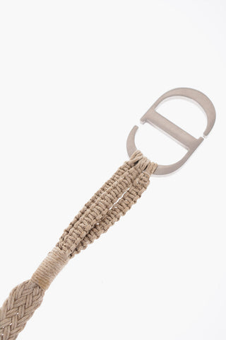 Solid Color Jute Belt with Silver-Tone Buckle 15mm