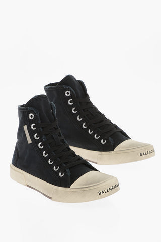 Worn Effect Fabric Sneakers