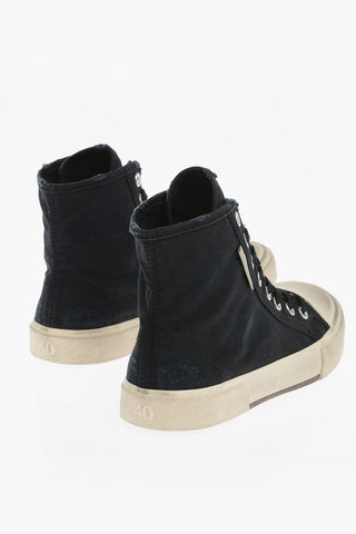 Worn Effect Fabric Sneakers