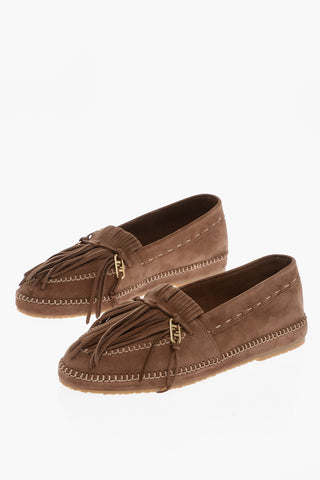 Suede Leather Loafers With Fringes