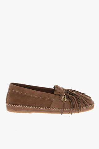 Suede Leather Loafers With Fringes
