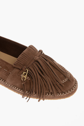 Suede Leather Loafers With Fringes