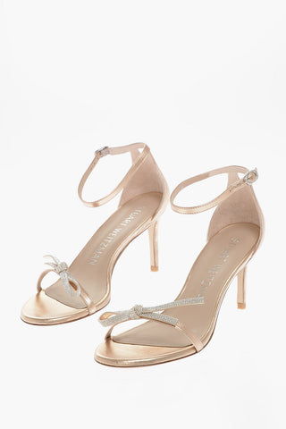 Leather Sandals With Rhinestones Detail 8 cm
