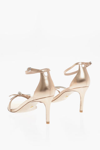 Leather Sandals With Rhinestones Detail 8 cm