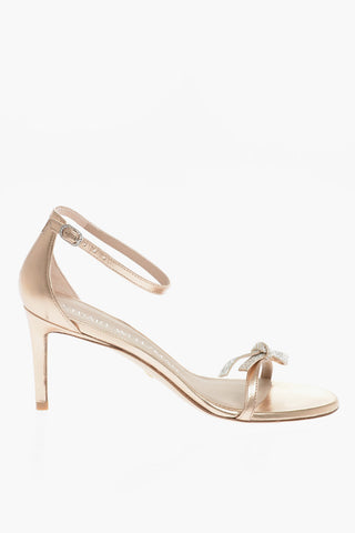 Leather Sandals With Rhinestones Detail 8 cm