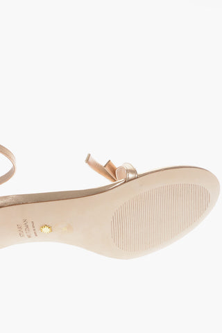 Leather Sandals With Rhinestones Detail 8 cm