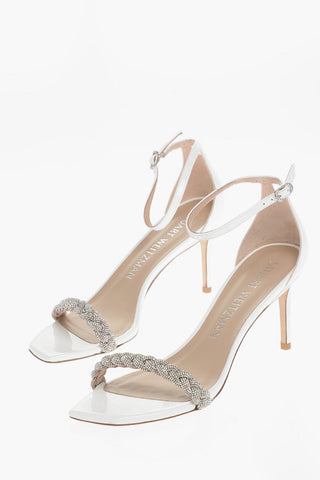 Sandali In Vernice Con Detaglio Strass Intrecciato 8 cm