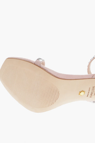 Suede Leather sandals With Rhinestones details 11 cm