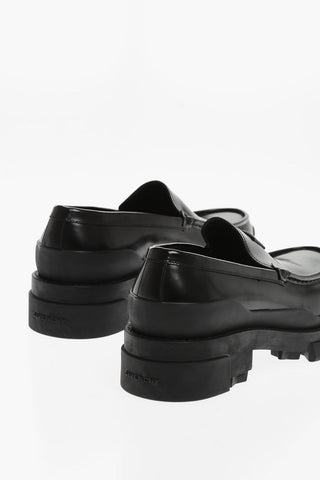 Brushed Leather Loafers With Tank Sole