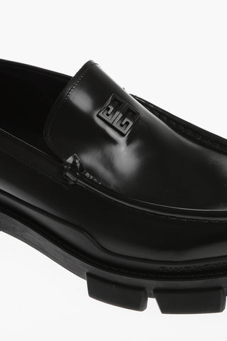Brushed Leather Loafers With Tank Sole