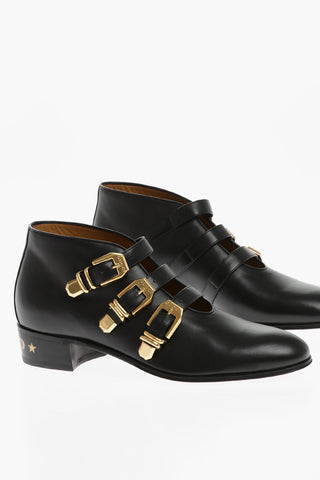Leather Ankle Boots With Buckles