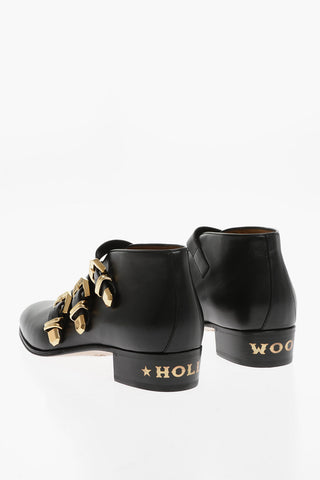 Leather Ankle Boots With Buckles