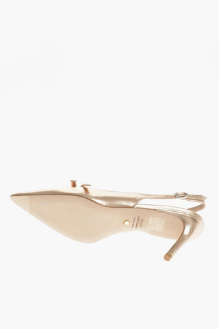 Metallic Leather Sandals With Rhinestones Detail 8 cm
