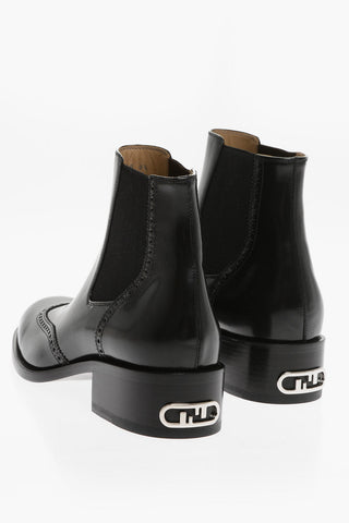 Leather Chelsea Boots With Brogue Detail