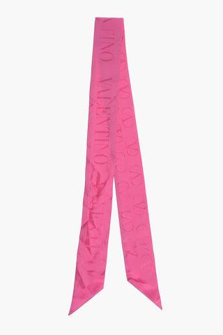 Solid Color Silk Foulard with All-Over Logo