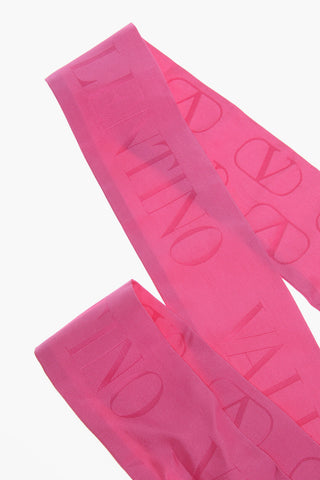 Solid Color Silk Foulard with All-Over Logo