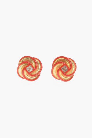 Gold Plated Silver STUD PILLAR Earrings with Zircon
