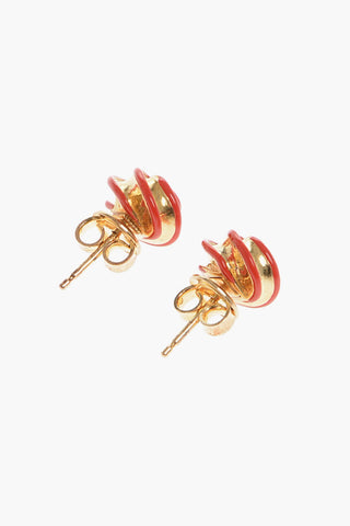 Gold Plated Silver STUD PILLAR Earrings with Zircon