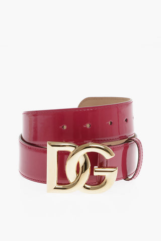 Patent Leather Belt with Golden Buckle 40mm