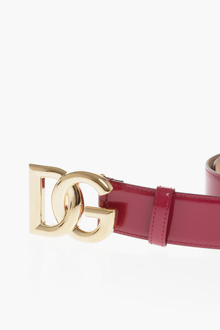 Patent Leather Belt with Golden Buckle 40mm