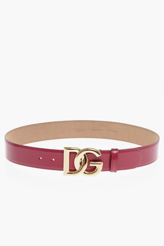 Patent Leather Belt with Golden Buckle 40mm