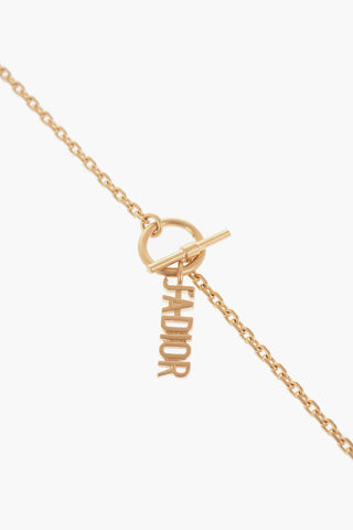 Golden-Effect Maxi Necklace with Pendant and Bead
