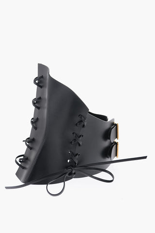 Corsetto in Pelle Lace-up con Doppia Fibbia Dorata 260mm