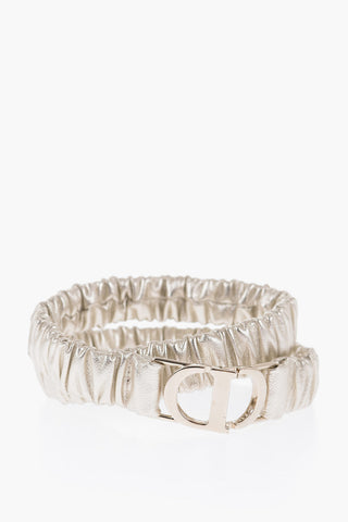 Crinkled Stretch Metallic Leather Belt 25mm