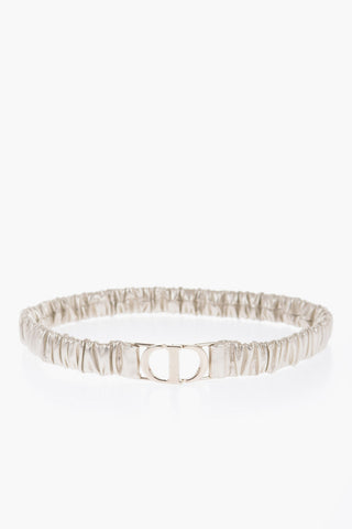 Crinkled Stretch Metallic Leather Belt 25mm