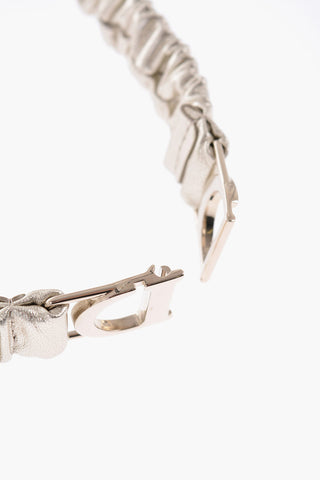 Crinkled Stretch Metallic Leather Belt 25mm