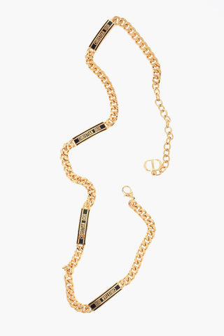 Golden-Effect Chain Belt with Logo-Tags 15mm