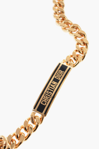 Golden-Effect Chain Belt with Logo-Tags 15mm