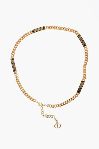Golden-Effect Chain Belt with Logo-Tags 15mm