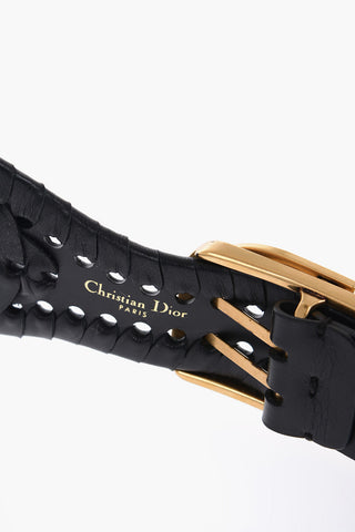 All-Over Cut-Out Details Leather SFILATA Belt 100mm