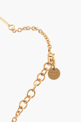 Golden-Effect MILLE FLEURS Stiff Necklace With Charm