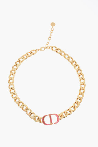 Collana a Catena Effetto Dorato con Maxi Monogram CD